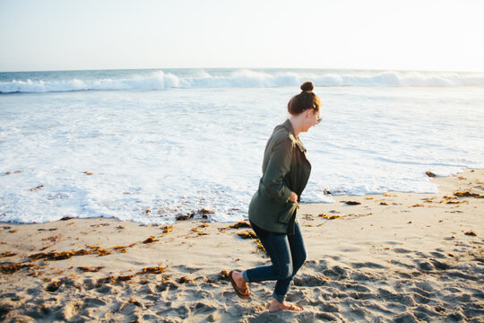Beach Walk At Sunset
