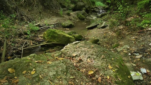 Streaming water in Bechir's Creek near Soroca, Moldova