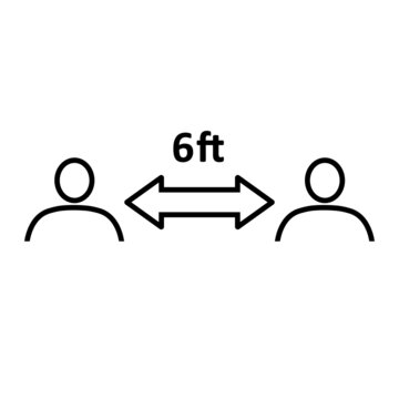 Social distancing line icon. People divided by 6 feet distance line. Vector Illustration