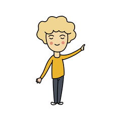 person doodle icon, vector color cute illustration