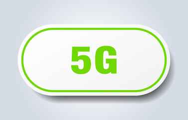 5g sign. rounded isolated button. white sticker