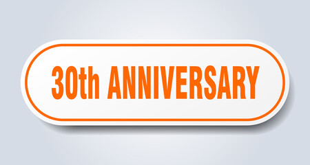 30th anniversary sign. rounded isolated button. white sticker