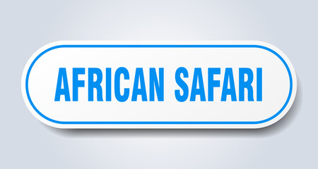 african safari sign. rounded isolated button. white sticker