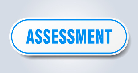 assessment sign. rounded isolated button. white sticker