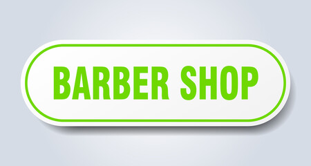 barber shop sign. rounded isolated button. white sticker