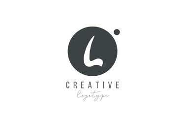 L alphabet letter logo icon in black and white color. Creative circle design for company and business