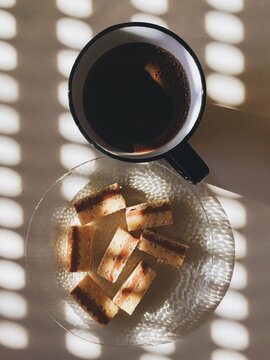Coffee and cookies on the table