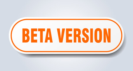 beta version sign. rounded isolated button. white sticker