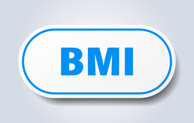 bmi sign. rounded isolated button. white sticker