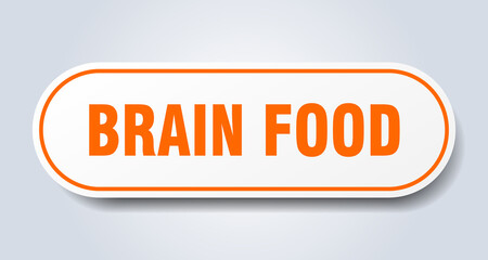 brain food sign. rounded isolated button. white sticker
