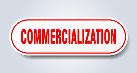 commercialization sign. rounded isolated button. white sticker