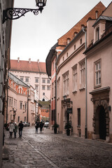 a beautiful street in a city in Poland with elegant architecture