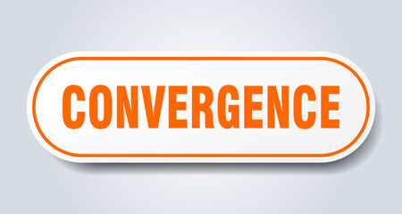 convergence sign. rounded isolated button. white sticker