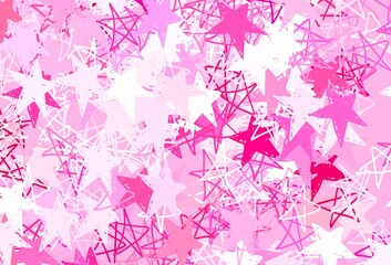 Obraz na płótnie Canvas Light Pink vector layout with bright stars.