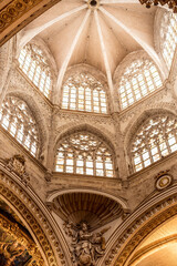 Fototapeta premium interior of the church with beautiful windows and a large lamp