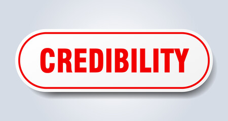 credibility sign. rounded isolated button. white sticker