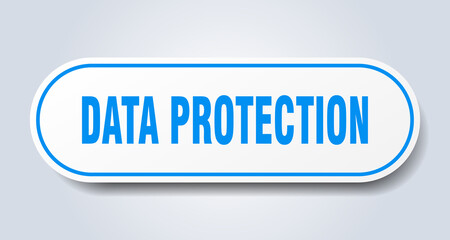 data protection sign. rounded isolated button. white sticker