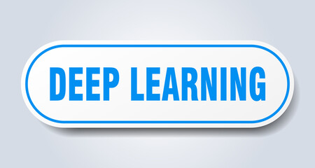 deep learning sign. rounded isolated button. white sticker
