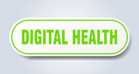digital health sign. rounded isolated button. white sticker