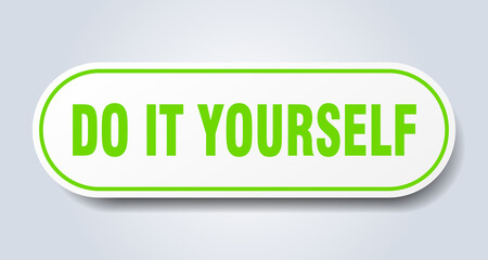 do it yourself sign. rounded isolated button. white sticker