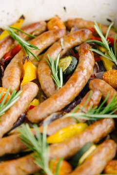 Roasted vegetable and sausage dish