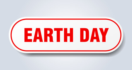 earth day sign. rounded isolated button. white sticker