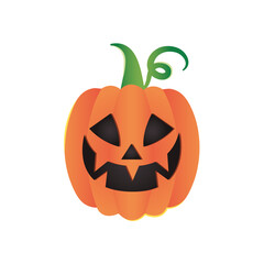 icon of cartoon pumpkin icon, flat style