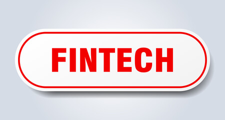 fintech sign. rounded isolated button. white sticker