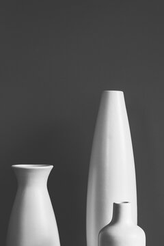 White vases in black and white