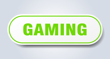 gaming sign. rounded isolated button. white sticker
