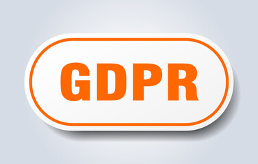 gdpr sign. rounded isolated button. white sticker