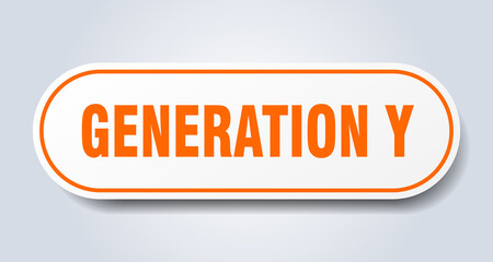 generation y sign. rounded isolated button. white sticker