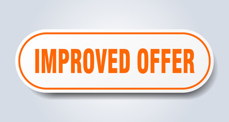 improved offer sign. rounded isolated button. white sticker