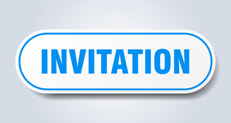 invitation sign. rounded isolated button. white sticker