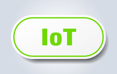 iot sign. rounded isolated button. white sticker