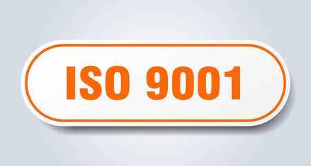 iso 9001 sign. rounded isolated button. white sticker