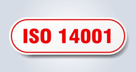 iso 14001 sign. rounded isolated button. white sticker