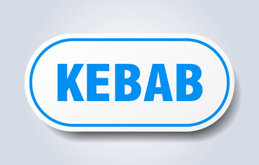 kebab sign. rounded isolated button. white sticker