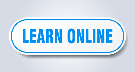 learn online sign. rounded isolated button. white sticker