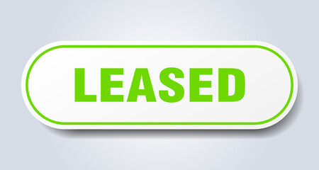leased sign. rounded isolated button. white sticker