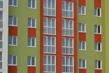 Naklejka premium Fragment of a new multi-storey residential public building