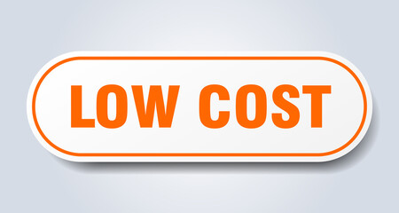 low cost sign. rounded isolated button. white sticker