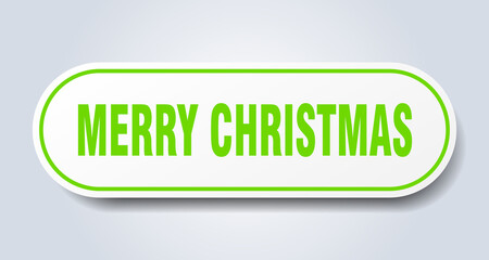 merry christmas sign. rounded isolated button. white sticker