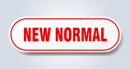 new normal sign. rounded isolated button. white sticker