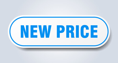 new price sign. rounded isolated button. white sticker
