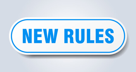 new rules sign. rounded isolated button. white sticker