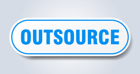 outsource sign. rounded isolated button. white sticker
