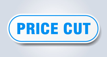 price cut sign. rounded isolated button. white sticker