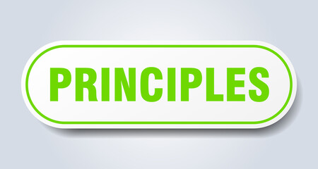 principles sign. rounded isolated button. white sticker