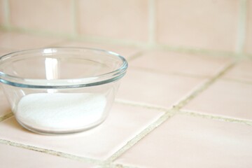 White Sugar in a glass bowl